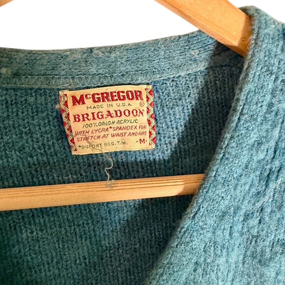Vintage‎ 50s 60s McGregor Brigadoon V Neck Acrylic Sweater Cobain Blue Men's Med